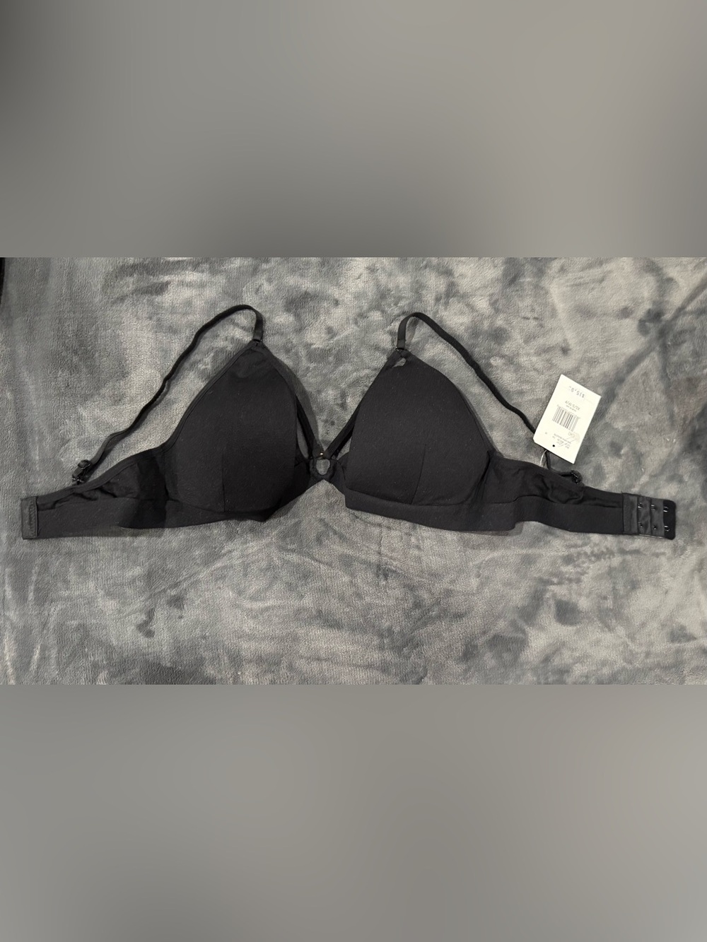 Guess Black O-Ring Front Detail Padded Triangle Bra with Adjustable Straps